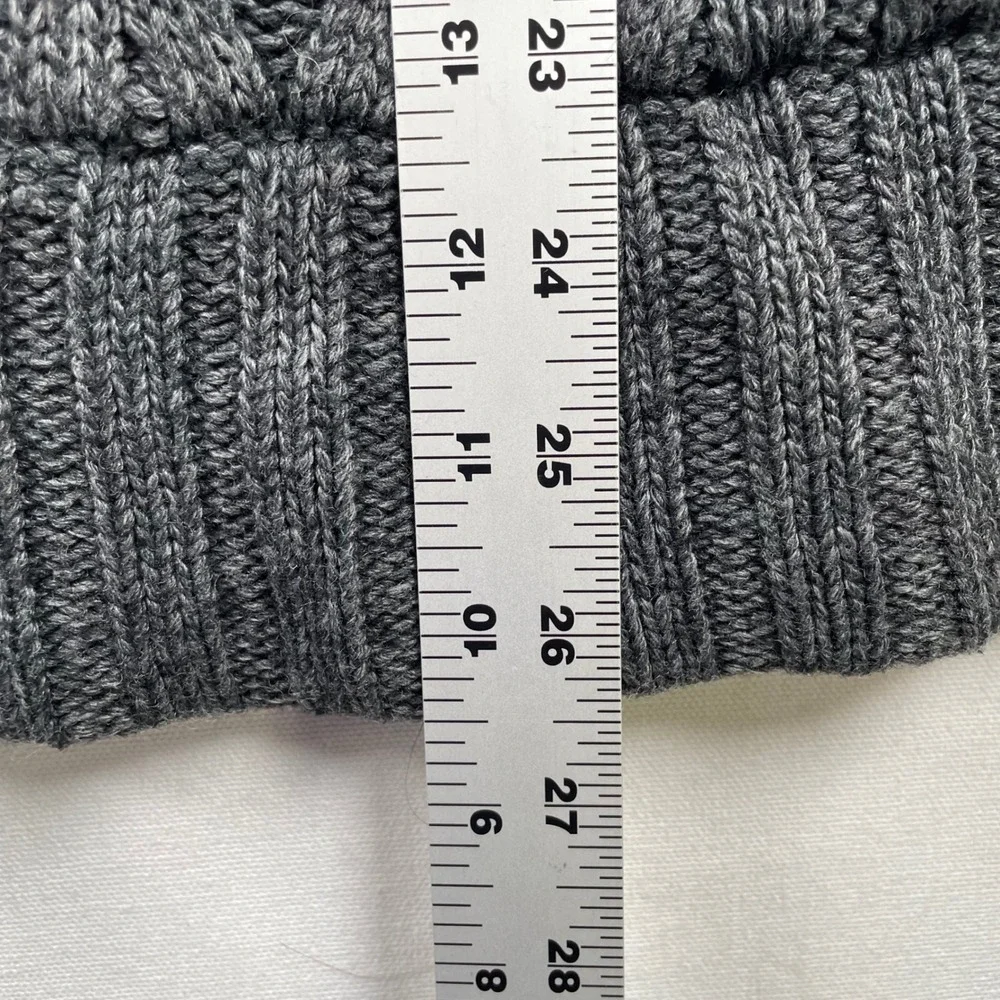 Nautica Mens Gray Cable Knit Full Zip Sherpa Lined Collar Wool Sweater L
